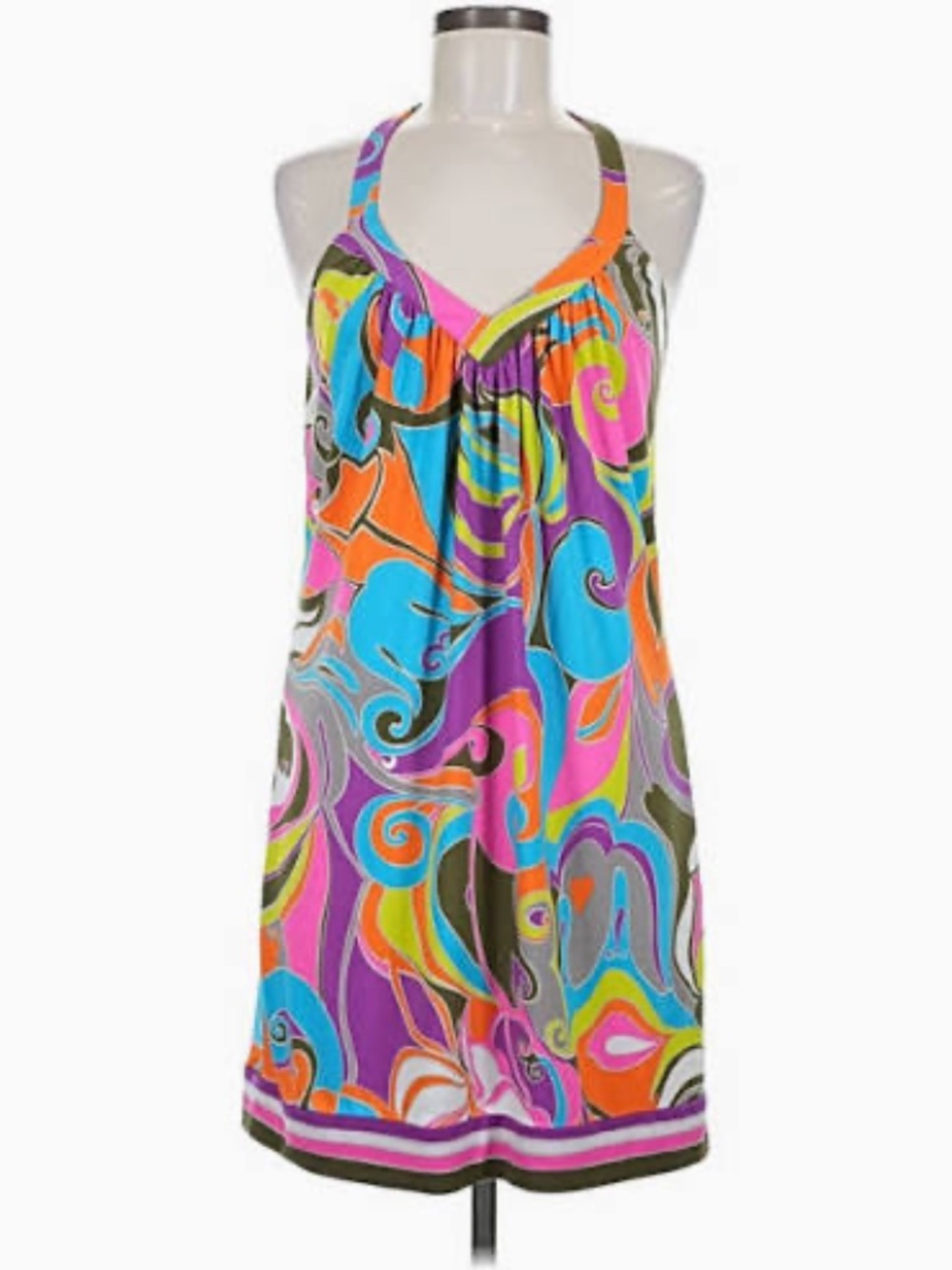 Trina Turk Multi Color Patterned Raceback Mini Dress-Size 2-resort/party/vaca